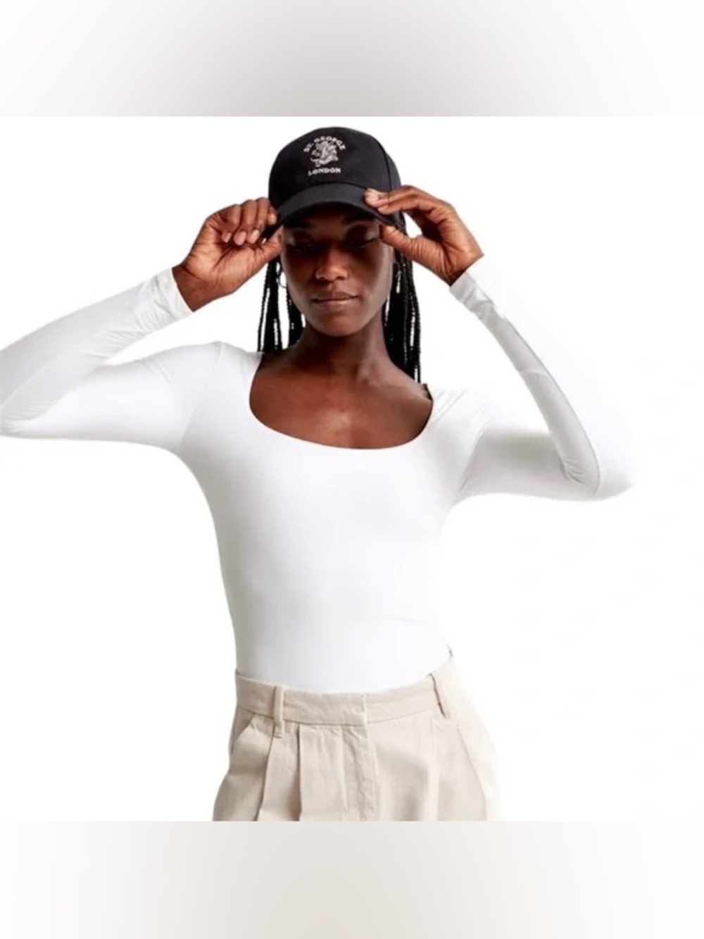 Soft matte seamless tuckable square neck, long sleeve